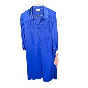 Vanity Fair Womens‎ Blue Coloratura Dressing Gown With Satin Collar NWT Size S